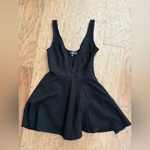 Lulu's Black Plunge Fit and Flare Mini Dress